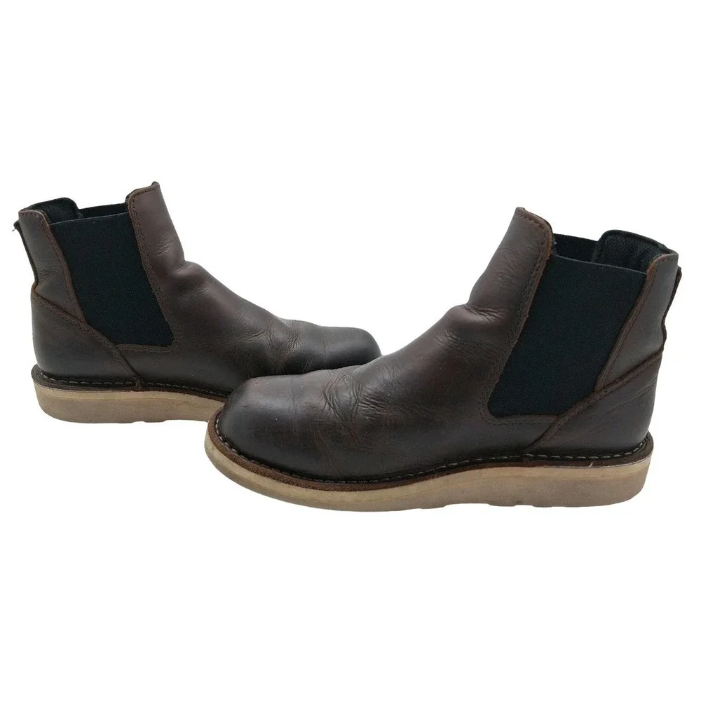 Danner Bull Run Chelsea Boots Mens Size 8 Brown Leather Work Ankle USA Wedge
